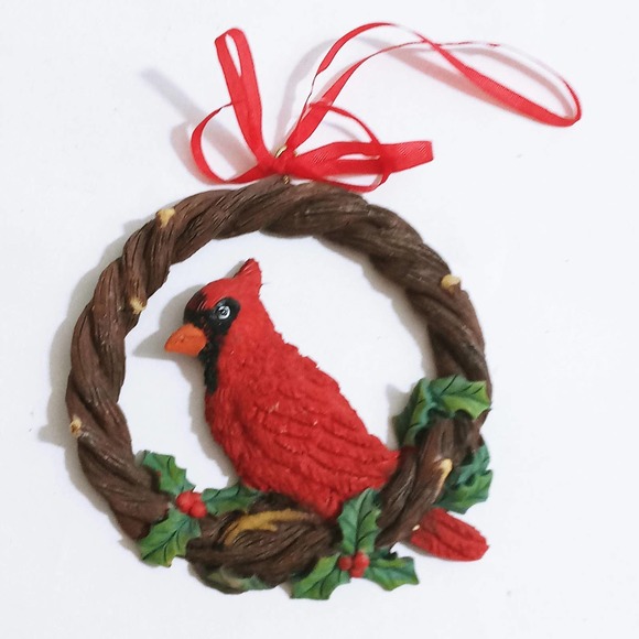 Vintage Christmas Cardinal Tree Ornament Holiday Red Bird Decoration (z) - Picture 2 of 3